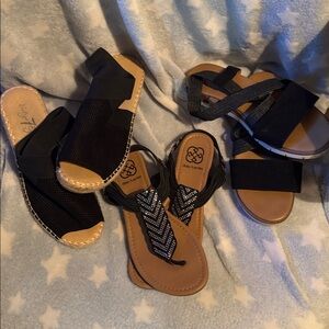 Stylish Black and Tan Sandals Set